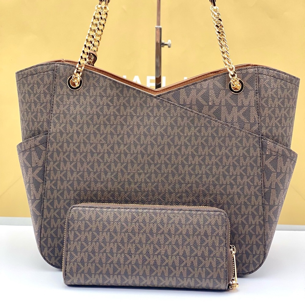 Michael Kors Large Chain Shoulder Bag and LG Continental Wallet Set - Picture 3 of 15